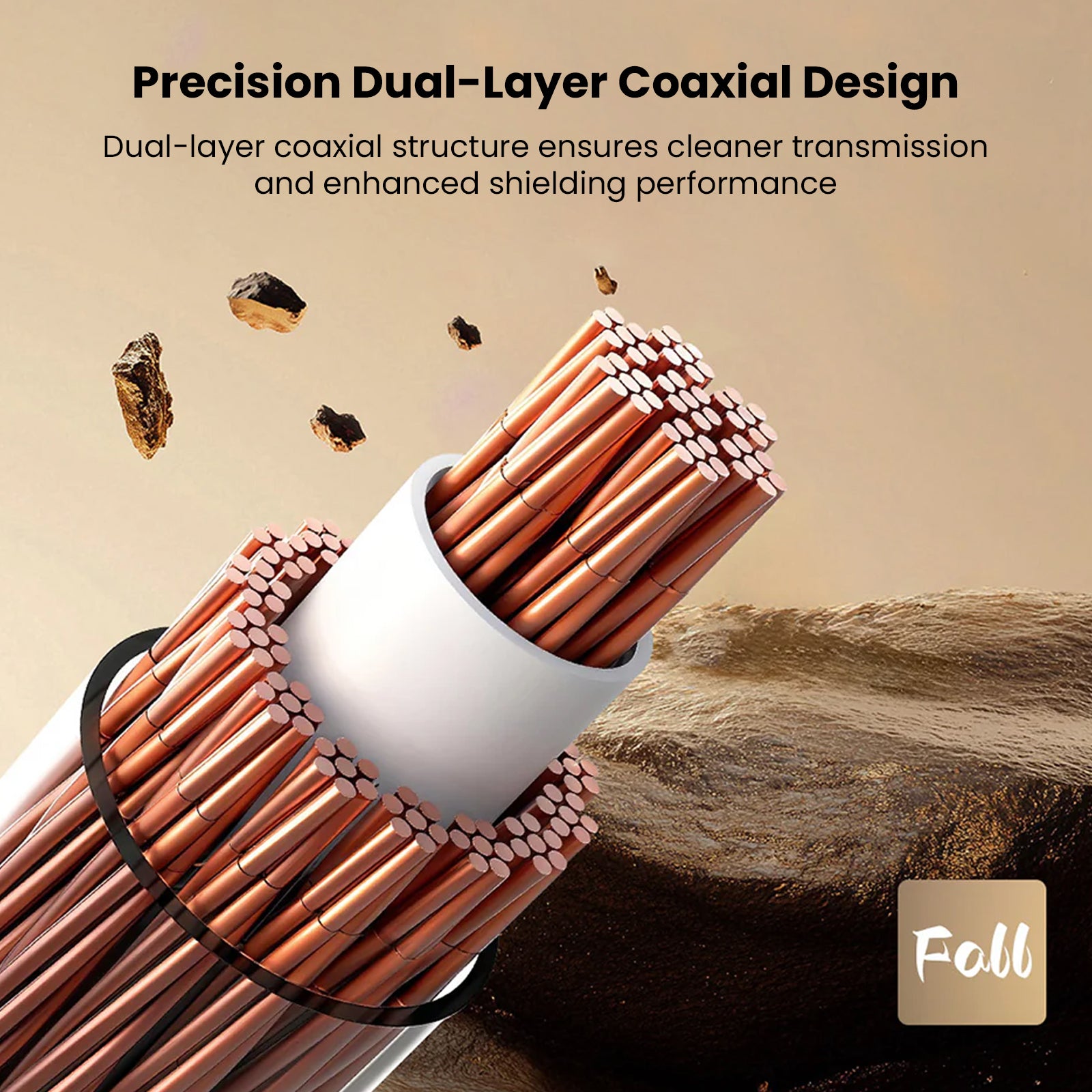 Copper cable with dual-layer coaxial design for audio accessories