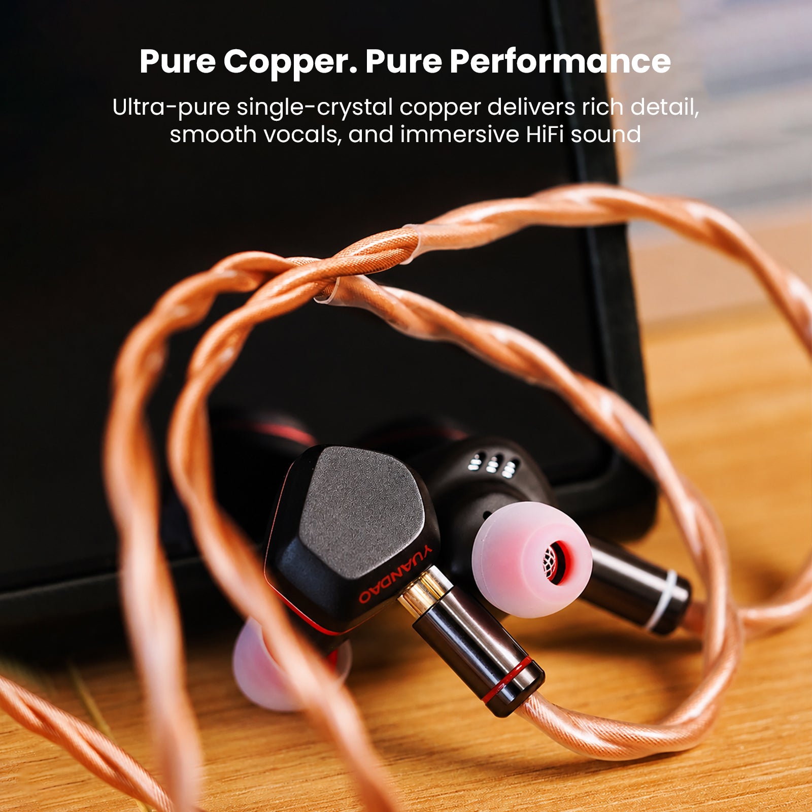 Single-crystal copper HiFi cable with 18.6AWG for immersive sound quality