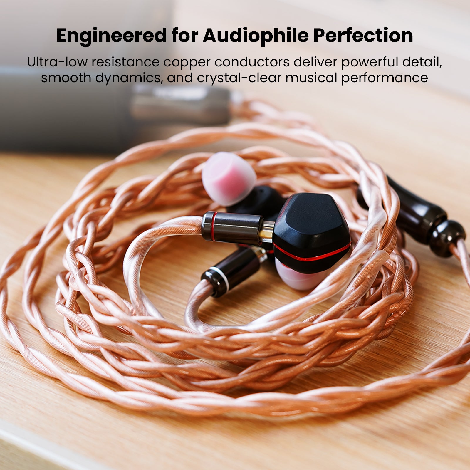 Engineered pure copper HiFi cable with detailed sound for audiophile use