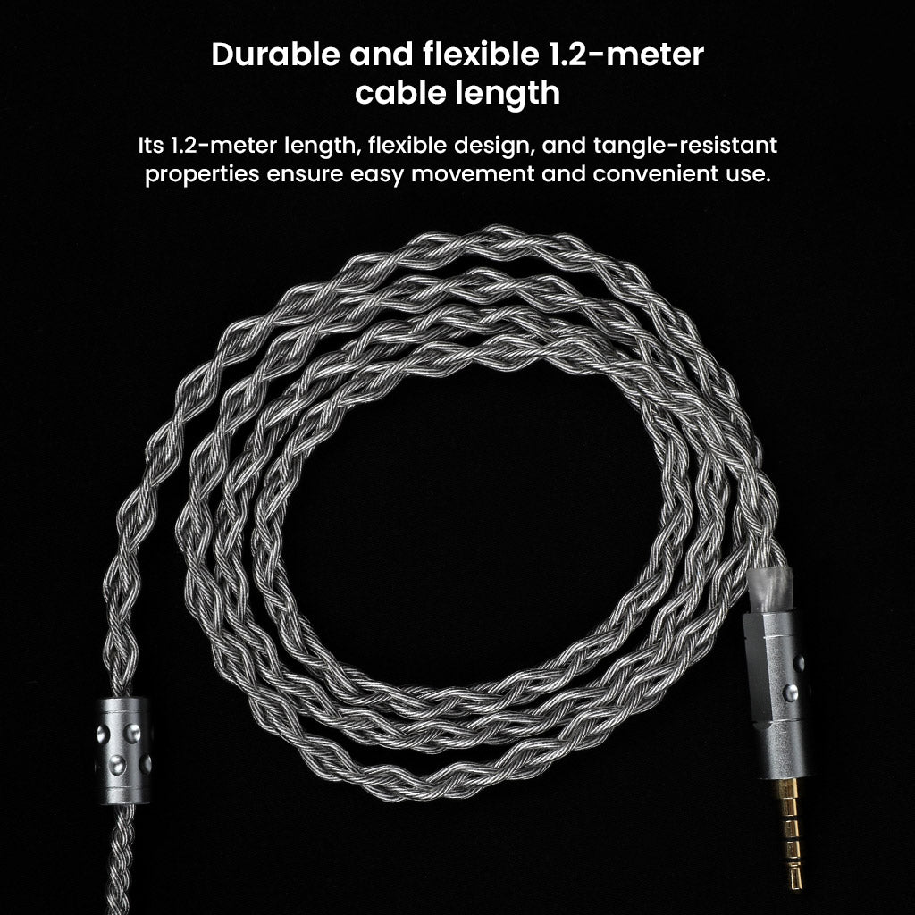 OKZ - T7 Premium 4-Core Upgrade Cable with 1.2-meter length and tangle-resistant design for flexible and convenient audio use.