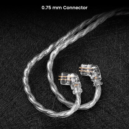 0.75 mm 2-pin connectors on OKZ - T7 Premium 4-Core Upgrade Cable for IEM ensure secure and reliable connection to compatible in-ear monitors.