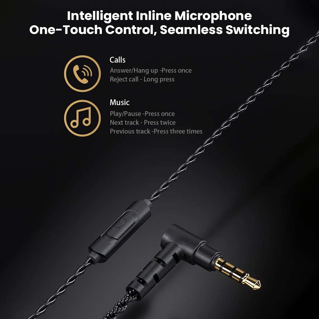 QKZ Enzo Pro IEM inline microphone with one-touch control for seamless switching between calls and music playback.