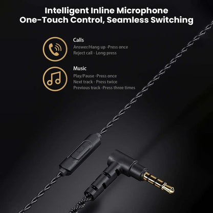 QKZ Enzo Pro IEM inline microphone with one-touch control for seamless switching between calls and music playback.