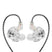 QKZ Enzo Pro IEM in Ice Crystal White color variant with transparent housing and ergonomic earbud design.