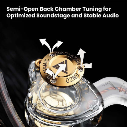 Semi-open back chamber tuning in QKZ-ENZO IEM enhances soundstage and provides stable audio output for immersive listening experiences.