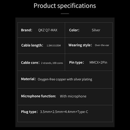 Concept Kart QKZ Q7 Max Upgrade Cable For IEM Specification
