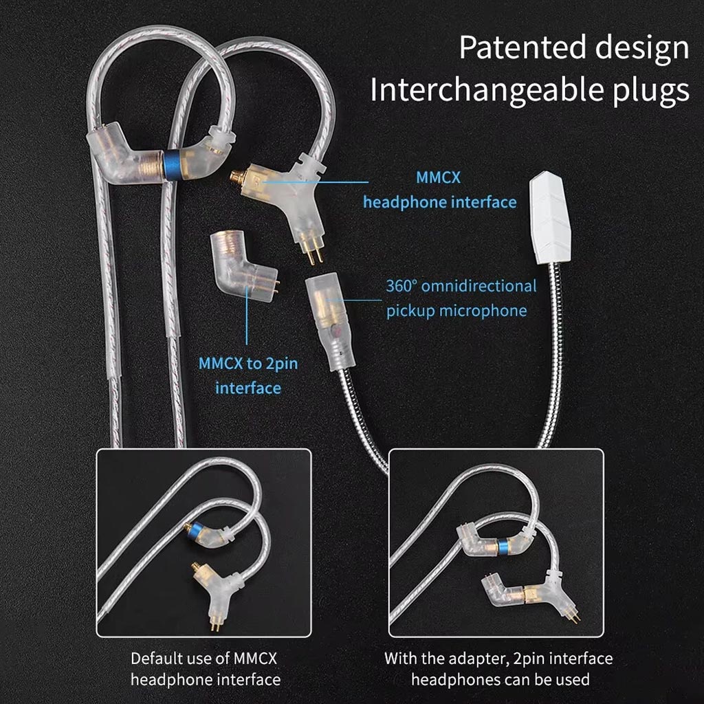 Concept Kart QKZ Q7 Max Upgrade Cable For IEM MMCX to 2 Pin