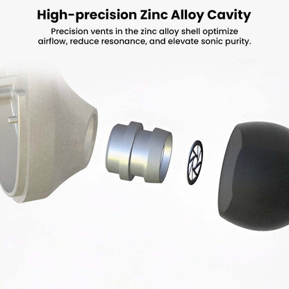 Zinc alloy cavity with precision vents in SIVGA Que UTG IEM optimizes airflow and reduces resonance for pure sound.