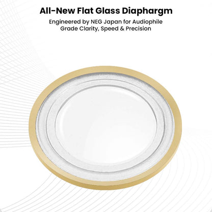 Flat glass diaphragm in SIVGA Que UTG IEM engineered by NEG Japan for audiophile-grade clarity, speed, and precision.
