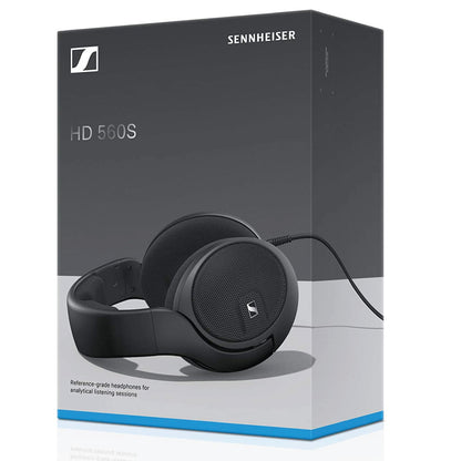 Retail packaging of Sennheiser HD 560S reference-grade open-back headphones, designed for analytical listening and high-resolution audio.