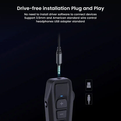 SIMGOT GEW1 USB Gaming Sound Card offers plug-and-play setup with 3.5mm and USB compatibility, requiring no driver installation.