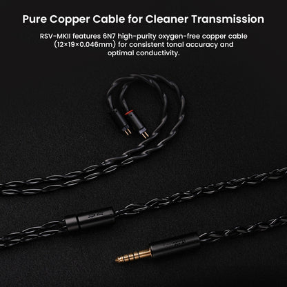 Softears RSV-MKII includes 6N oxygen-free copper cable for high-purity signal transmission and optimal audio clarity.