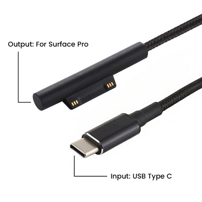 TECPHILE 100W Type-C PD Charging Cable for Surface Pro/ Book / Go
