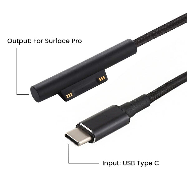 TECPHILE – 100W Type-C PD Charging Cable for Surface Pro/ Book / Go - 2