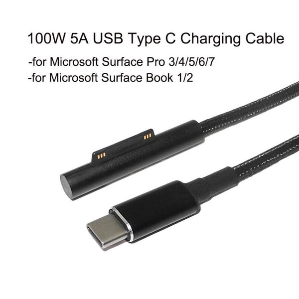 TECPHILE – 100W Magnetic USB C Charging Cable for Microsoft - 4