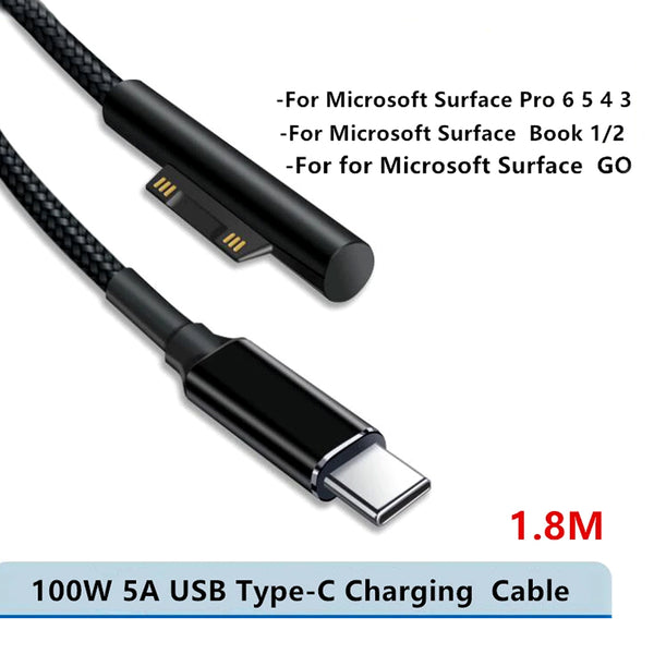 TECPHILE – 100W Magnetic USB C Charging Cable for Microsoft - 6