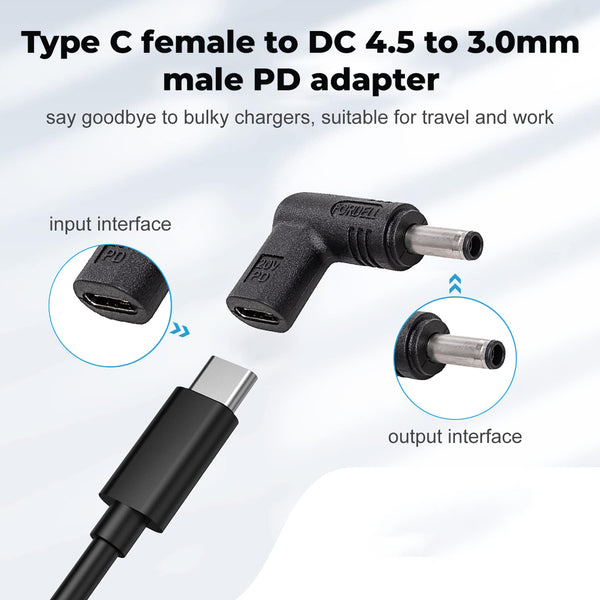 TECPHILE - 100W Type C Female to Dell Laptop Adapter - 2