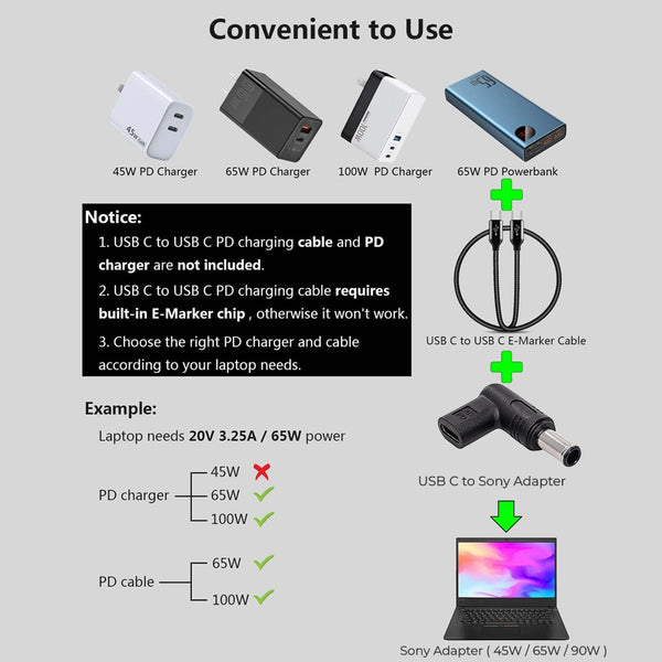 TECPHILE - 100W Type C to Sony Laptop Adapter - 4