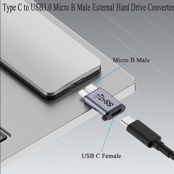 TECPHILE - 10Gbps USB-C/USB-A to Micro B Data Transfer Converter - 15