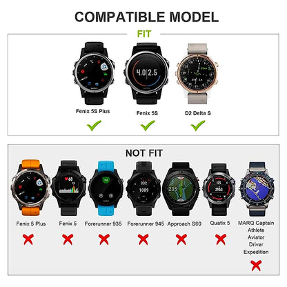 TECPHILE - 20mm Watch Band for Garmin Fenix 5S, 5S Plus