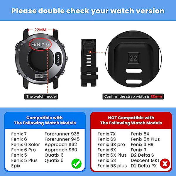 TECPHILE - 22mm Quickfit Garmin Silicon Watch Strap - 6