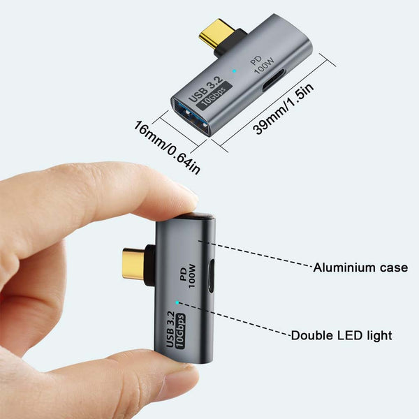 TECPHILE - 2-in-1 USB C to 100W PD Type C + USB A3.2 Adapter - 6