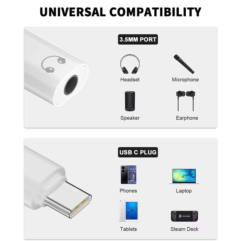 TECPHILE CA113 Headphone_Jack Adapter universal compatibility with type-c phones and 3.5mm jack 