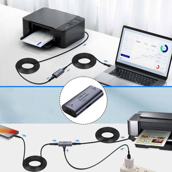 TECPHILE - Type C to USB A 3.2 Extender Adapter with 15W USB C Port - 3