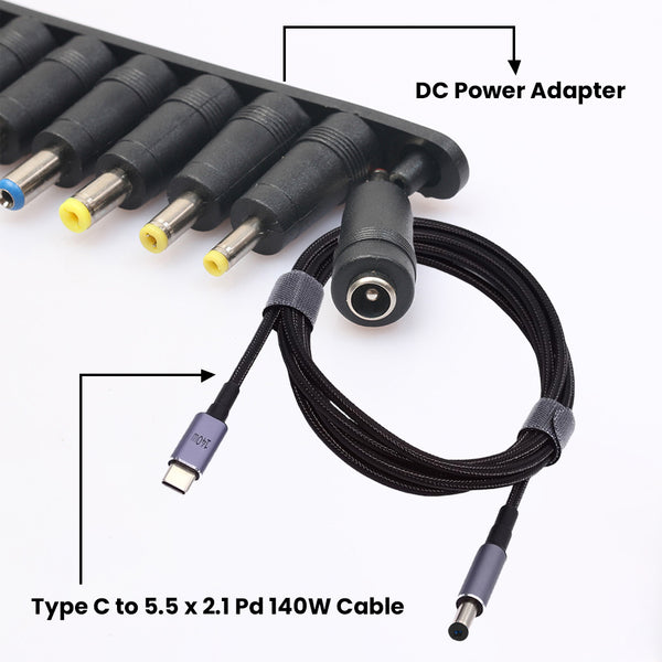 TECPHILE – CA32X Multifunctional 8-Pin Laptop DC Power Adapter Kit - 8