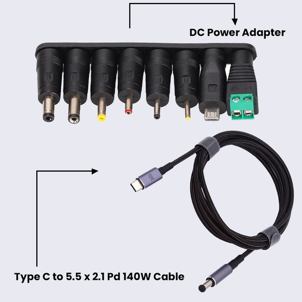 TECPHILE - CA31X Multifunctional 8-Pin Laptop DC Power Adapter Kits - 8