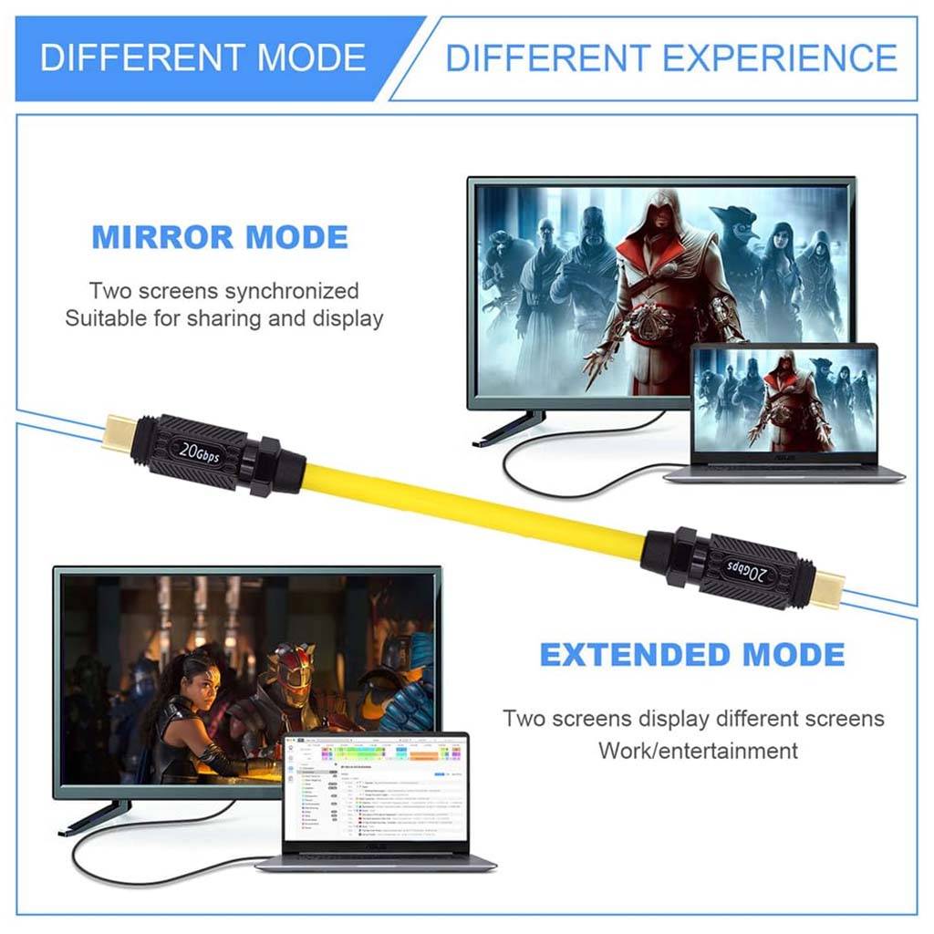 TECPHILE CC61 20cm 20gb Cbl Ylwblk CM CM extended and mirror mode