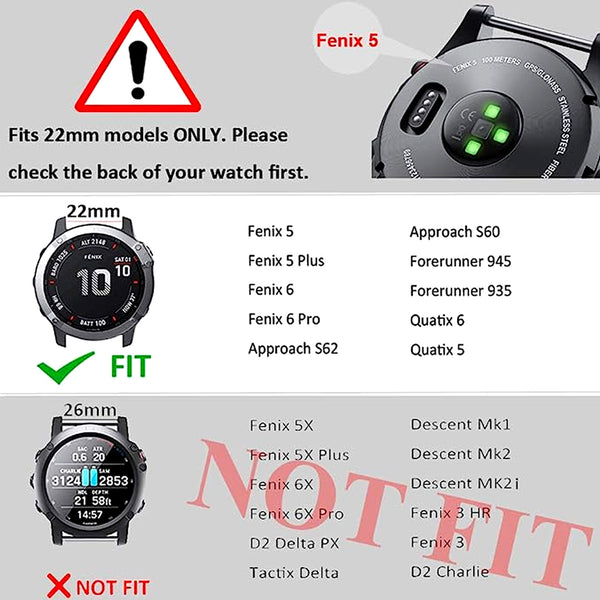 TECPHILE – Garmin Fenix 5 Quick Fit 22mm Silicone Watch Strap - 16