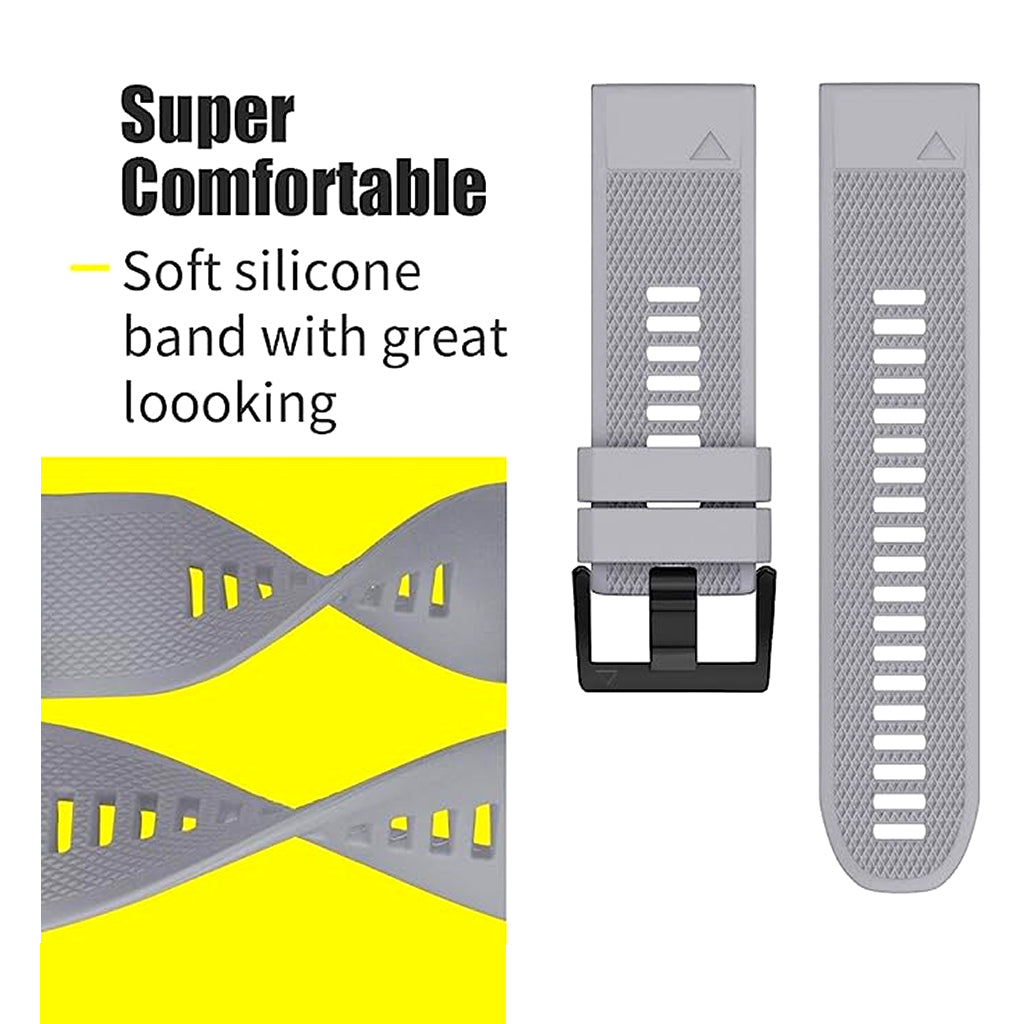 Concept-Kart-TECPHILE-Garmin-Fenix-5-Quick-Fit-22mm-Silicone-Watch-Strap-Grey_5