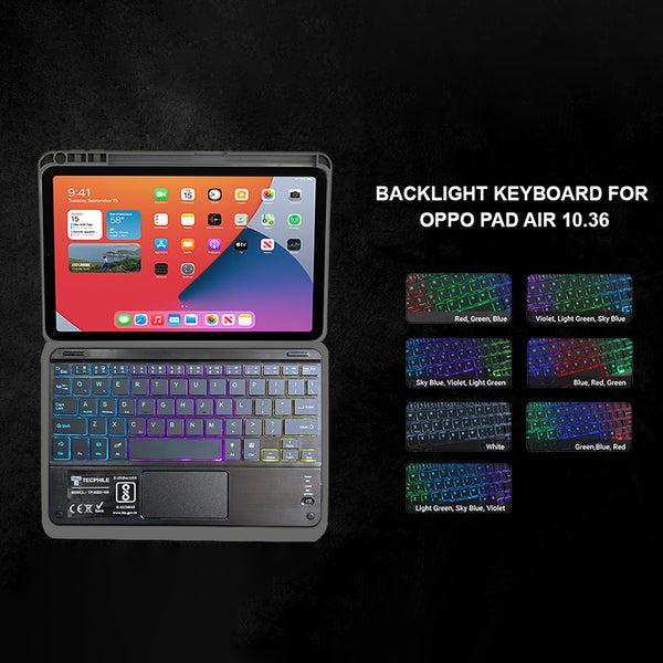TECPHILE - HK-OP103T Wireless Keyboard Case for Oppo Pad Air - 2