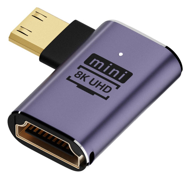 TECPHILE - 8K UHD Right Angled Mini HDMI 2.1 to HDMI Adapter - 1