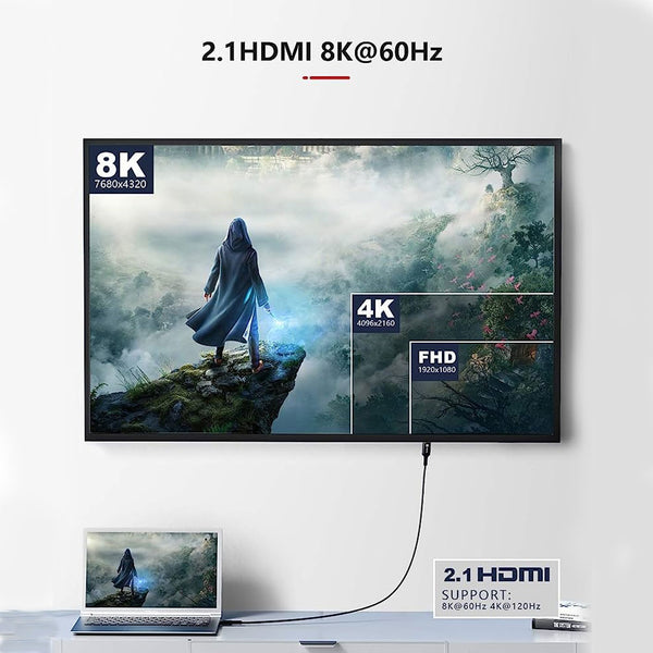 TECPHILE - 8K UHD Right Angled Mini HDMI 2.1 to HDMI Adapter - 6