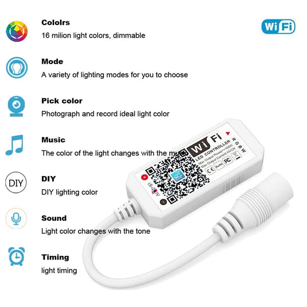 TECPHILE - Mini Smart WiFi LED RGBW IR Strip Controller - 6