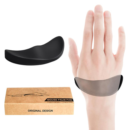 TECPHILE black wrist support pad shown on hand with packaging, designed for ergonomic right-handed use and wrist pain relief.