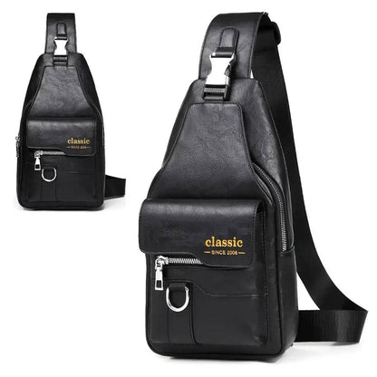 TECPHILE - Classic 2008 PU Leather Sling Bag With Adjustable Straps