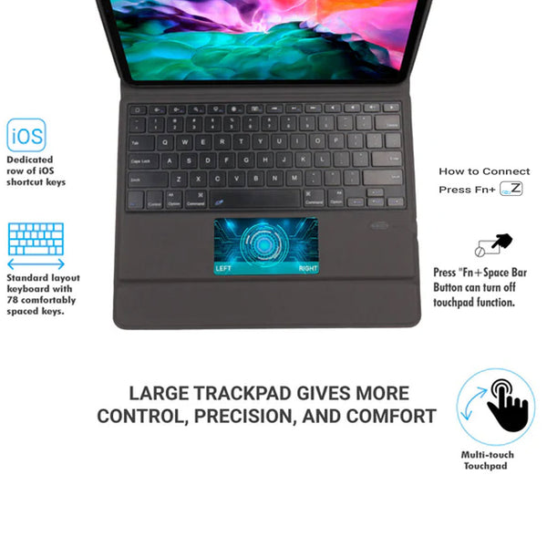 TECPHILE T2098 Wireless Keyboard Case for iPad Pro