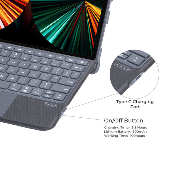 TECPHILE – T5507D Keyboard Case for iPad - 8