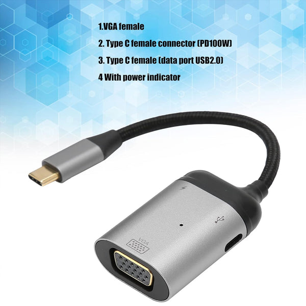 TECPHILE - Type C to VGA Converter Cable - 3