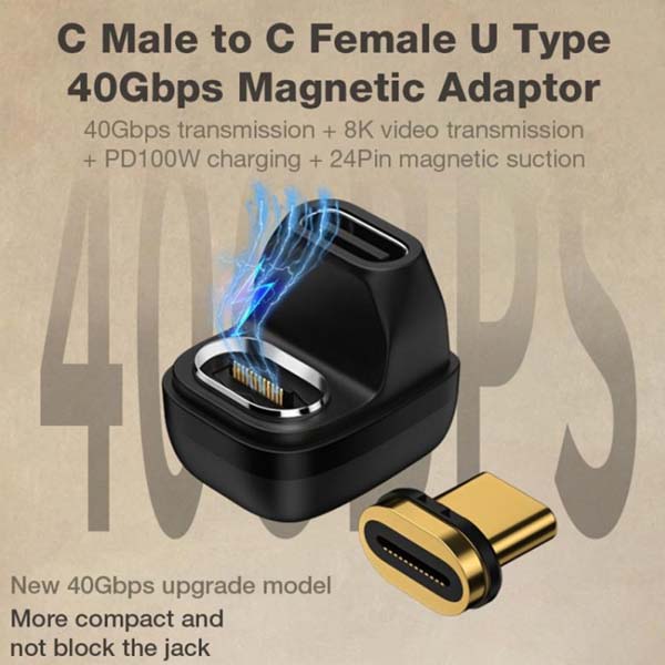 TECPHILE – 100W Magnetic U-shaped USB C to Type C Adapter - 3