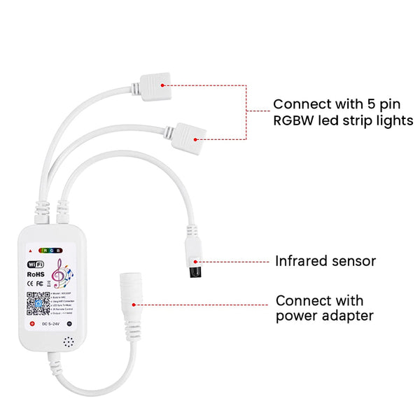 TECPHILE - Smart WIFI RGBW LED Strip Controller With Dual Connector - 13