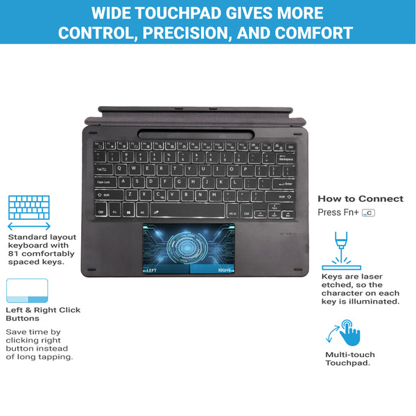 TECPHILE - K17 Pro Wireless Magnetic Keyboard for Surface Pro 8/9/X (Demo Unit) - 2