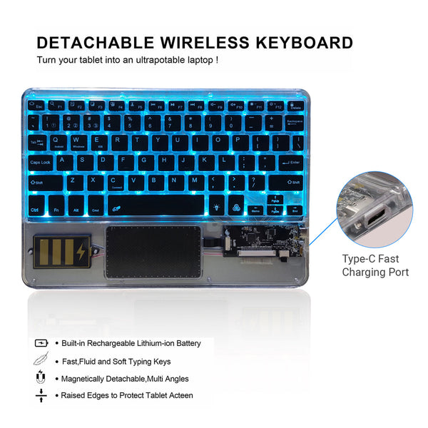 TECPHILE - Z33 Transparent Wireless Keyboard with Touchpad - 36