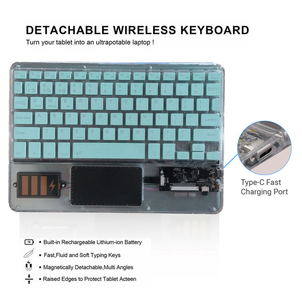 TECPHILE - Z33 Transparent Wireless Keyboard with Touchpad - 17