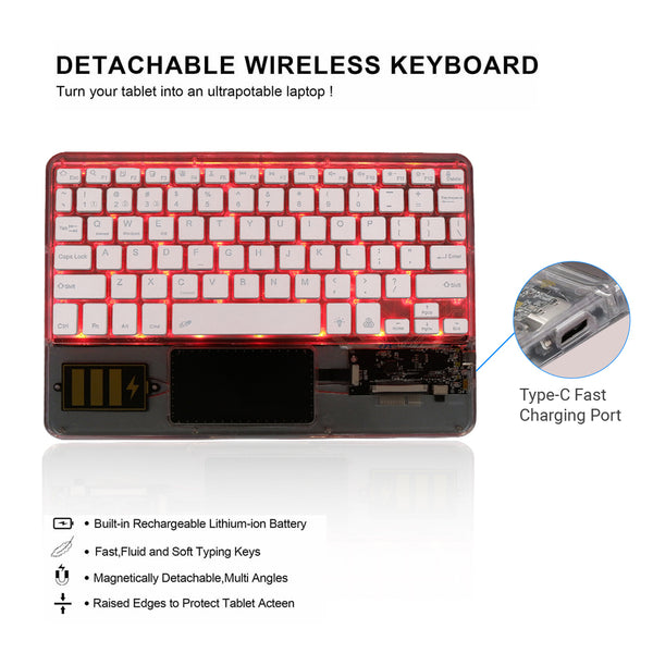 TECPHILE - Z33 Transparent Wireless Keyboard with Touchpad - 27