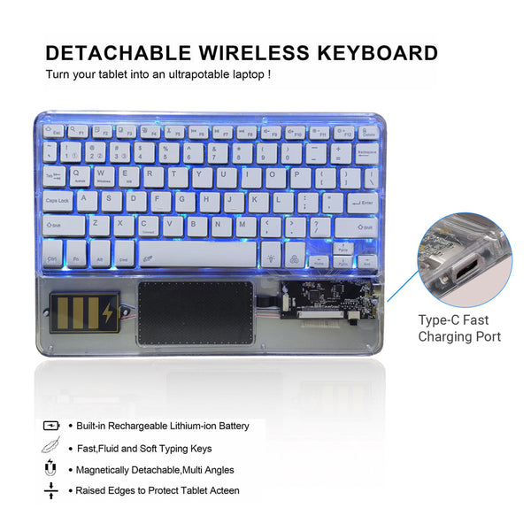 TECPHILE - Z33 Transparent Wireless Keyboard with Touchpad - 8