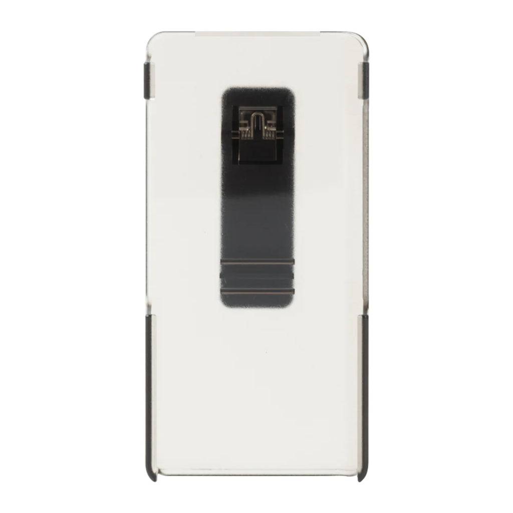 Rear view of TempoTec – Variations V1 Handsfree Back Clip Case featuring a spring-loaded clip for secure attachment to belts or bags.